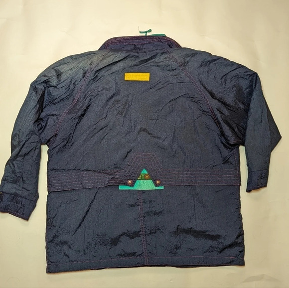 Vintage 80s Nuage Multicolour Navy Yellow Pink Wind Breaker Jacket Size 44 3XL - Picture 4 of 16